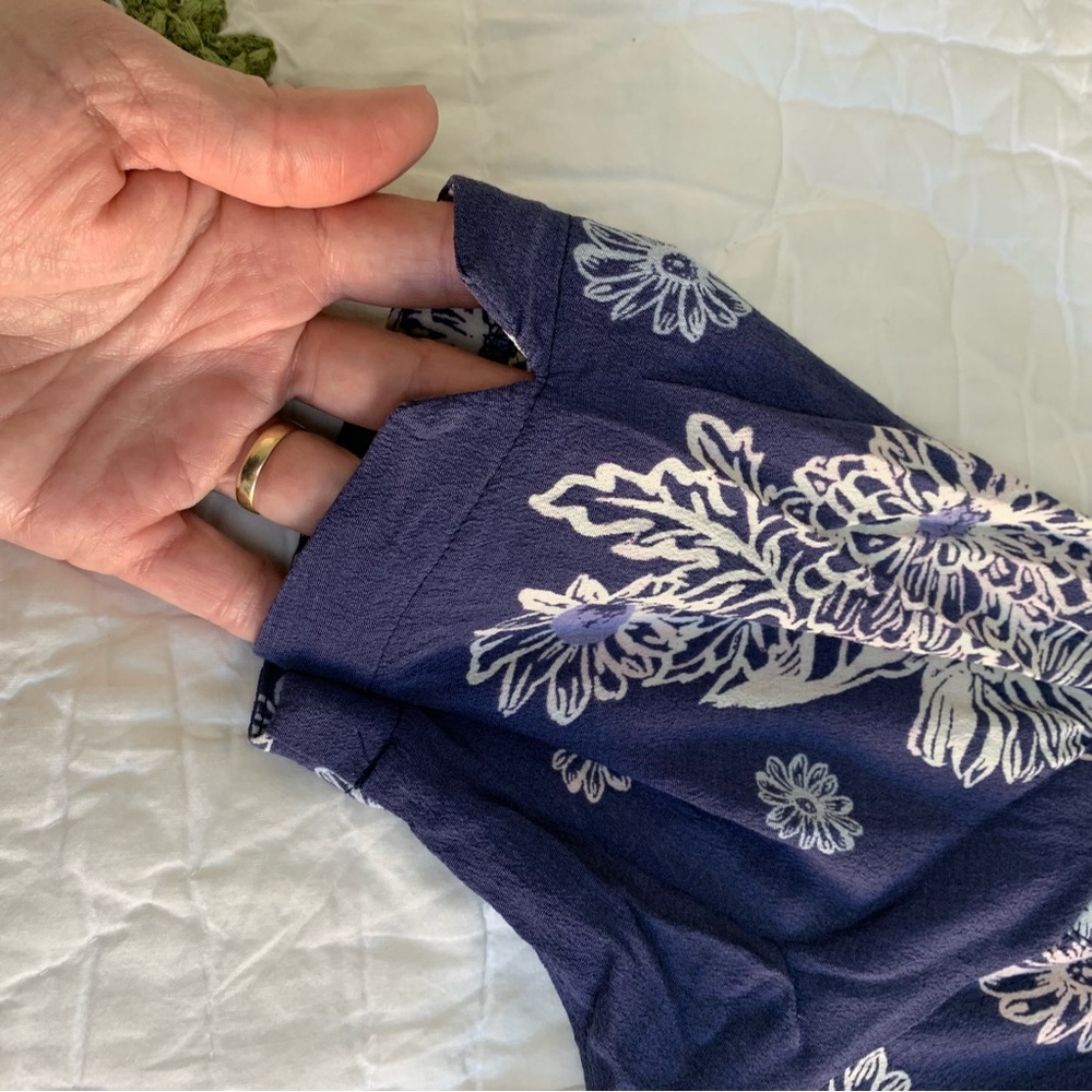 Free People Blue Hawaii Washed Blue Floral Print Short Sleeve Mini Dress - Picture 12 of 16